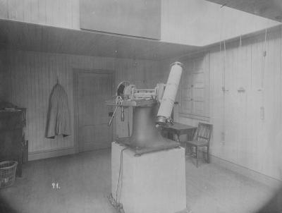 A floating zenith telescope in Georgetown Observatory, pictured in 1893.