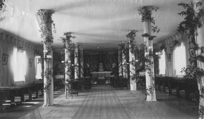 Chapel in Issac Hawkins Hall at Georgetown University, decorated for John Agar's wedding in 1892.