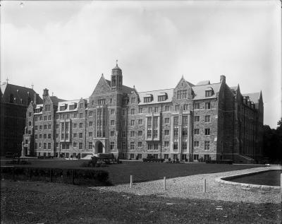 A picture of Copley Hall's front exterior from 1933