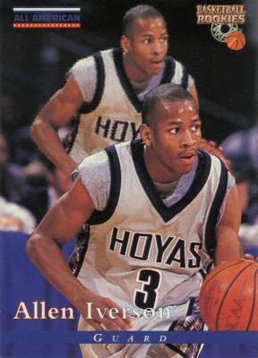 A 1996 Score Board Rookies poster of Allen Iverson playing for the Georgetown Hoyas