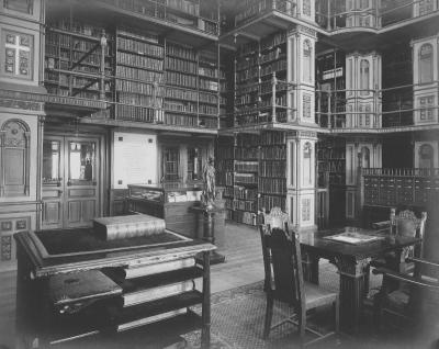 Riggs Library in 1910, showing the stacks and desks for reading