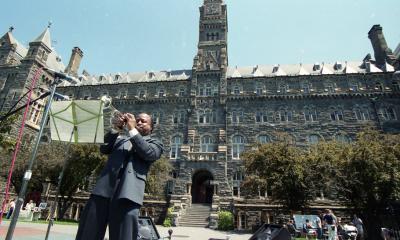 Performance for students on Georgetown Day in front of Healy Hall, May 3, 2000