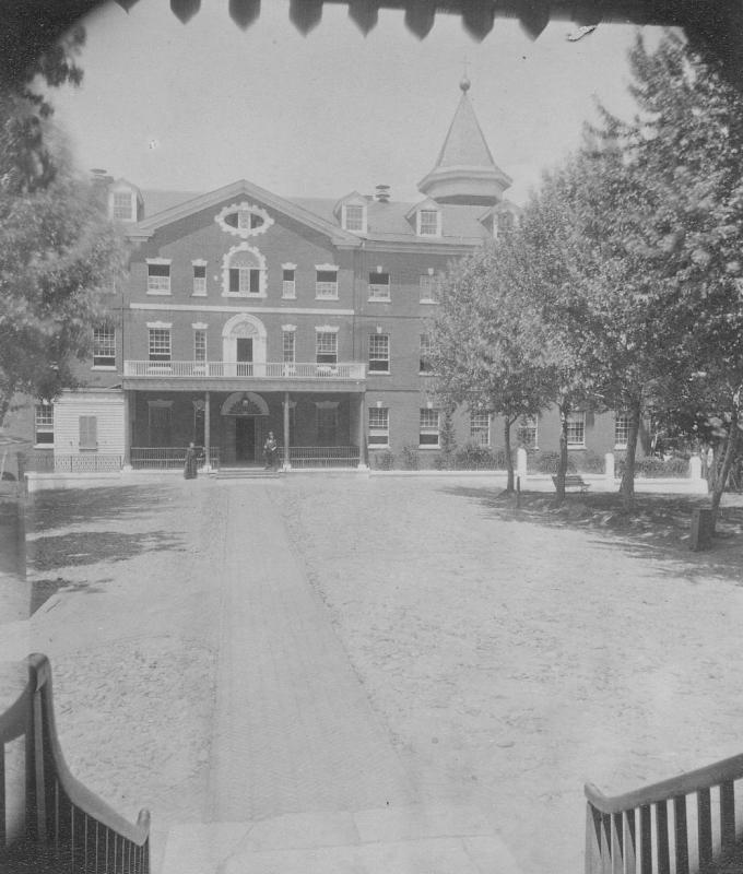 Old North in 1874, pictured from the porch of Old South.