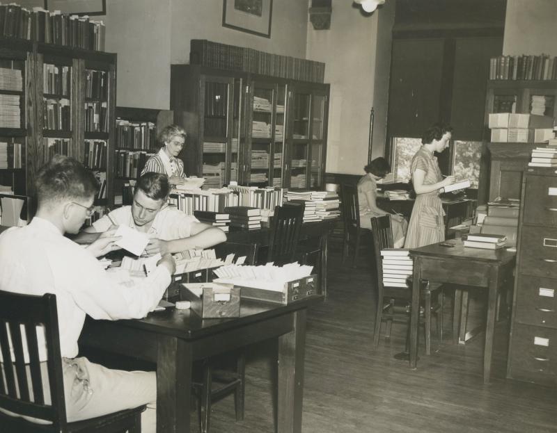 Close-up photo of students studying in Riggs library