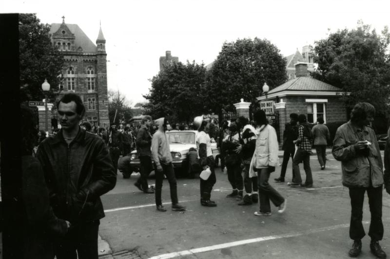 Protestors at the Main Gates on Monday, May 3, 1971