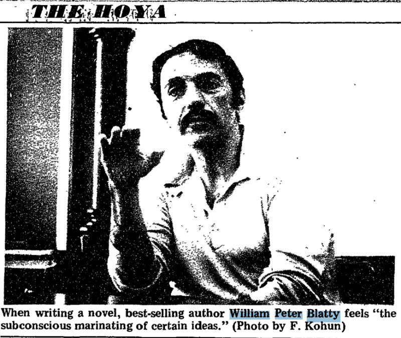 Photo from the Hoya of William Blatty, March 3, 1972